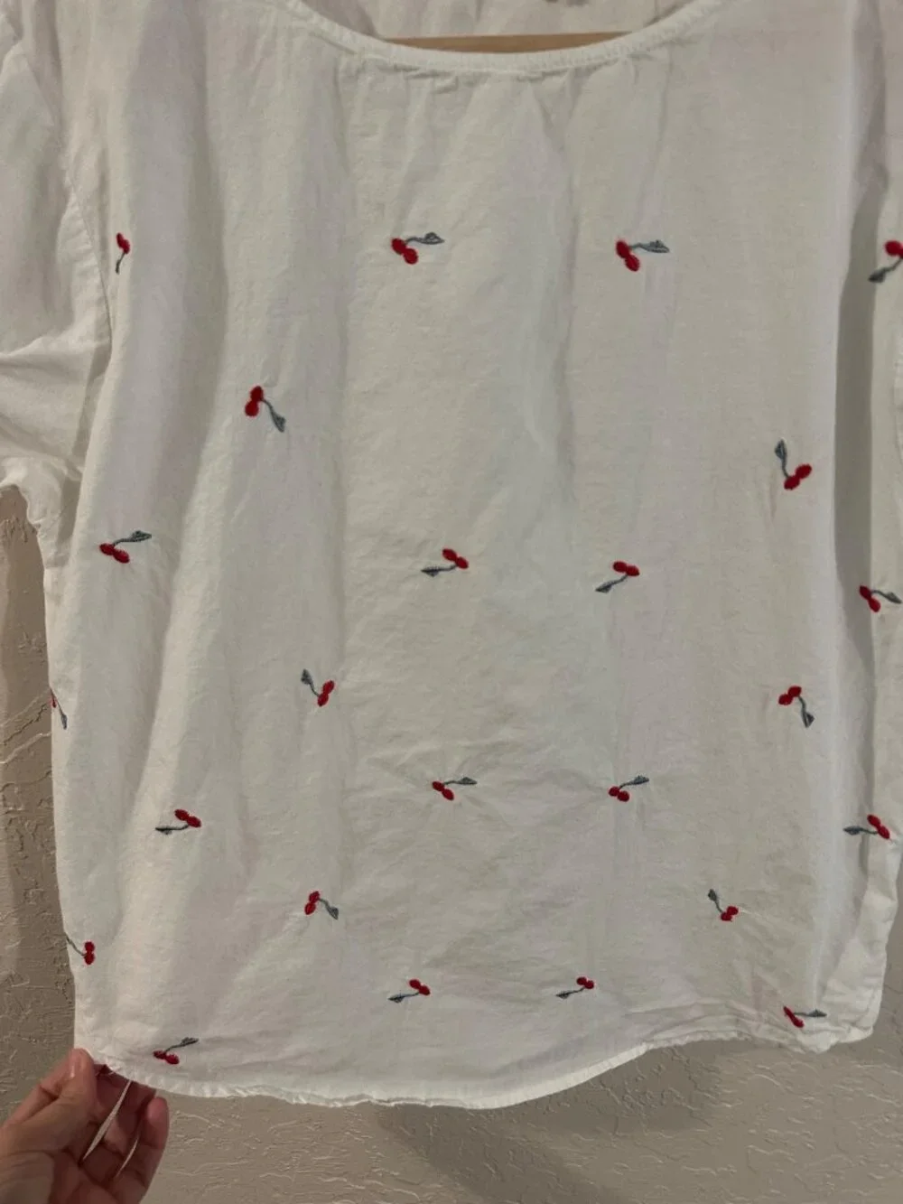 Ellison 100% Cotton Cherry Fruit Summer Short Sleeved White T Shirt